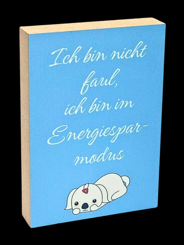Lustig Holzbild "Ich bin nicht faul..."