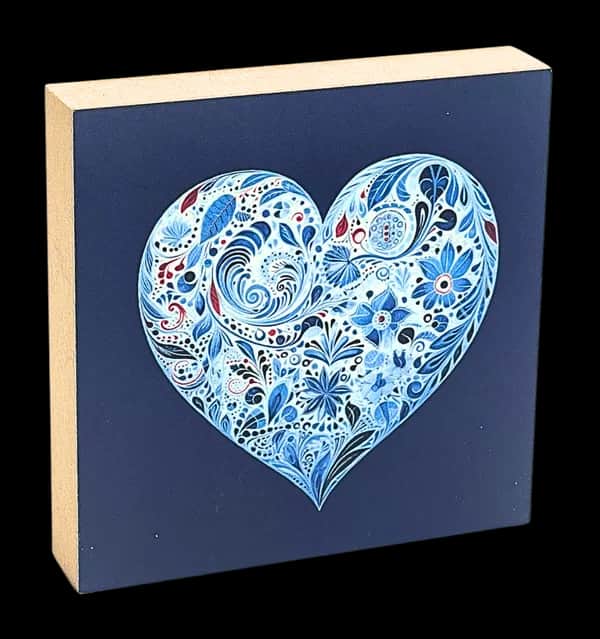 Mit Herz Holzbild Blau