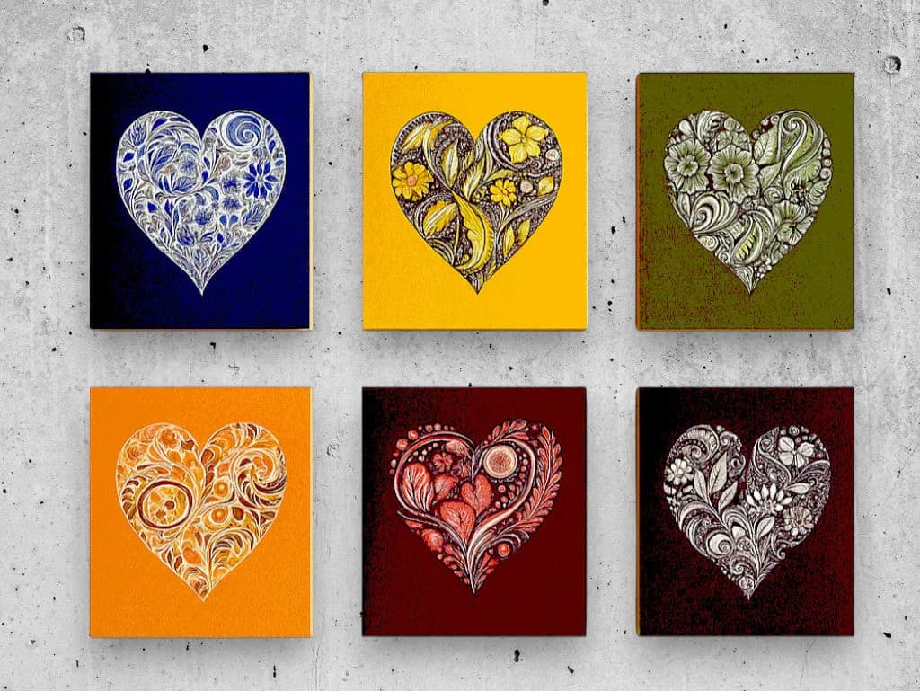 Mit Herz Holzbild Rot