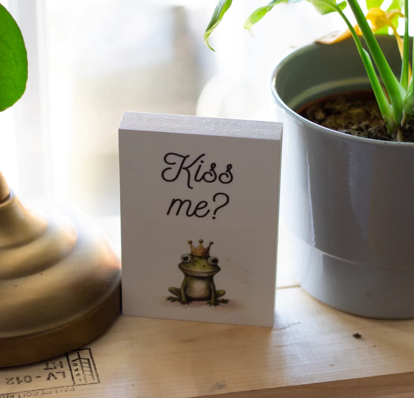 Lustig Holzbild "Kiss me?"