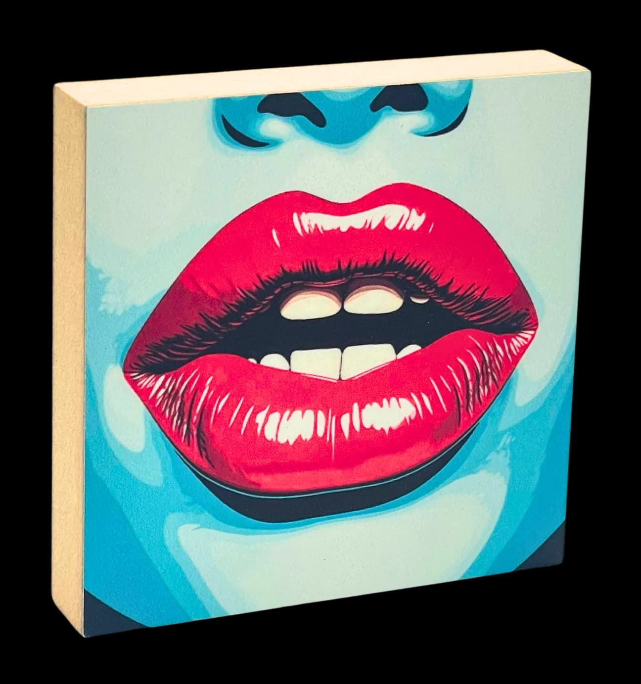 Pop Art Holzbild "Lips"