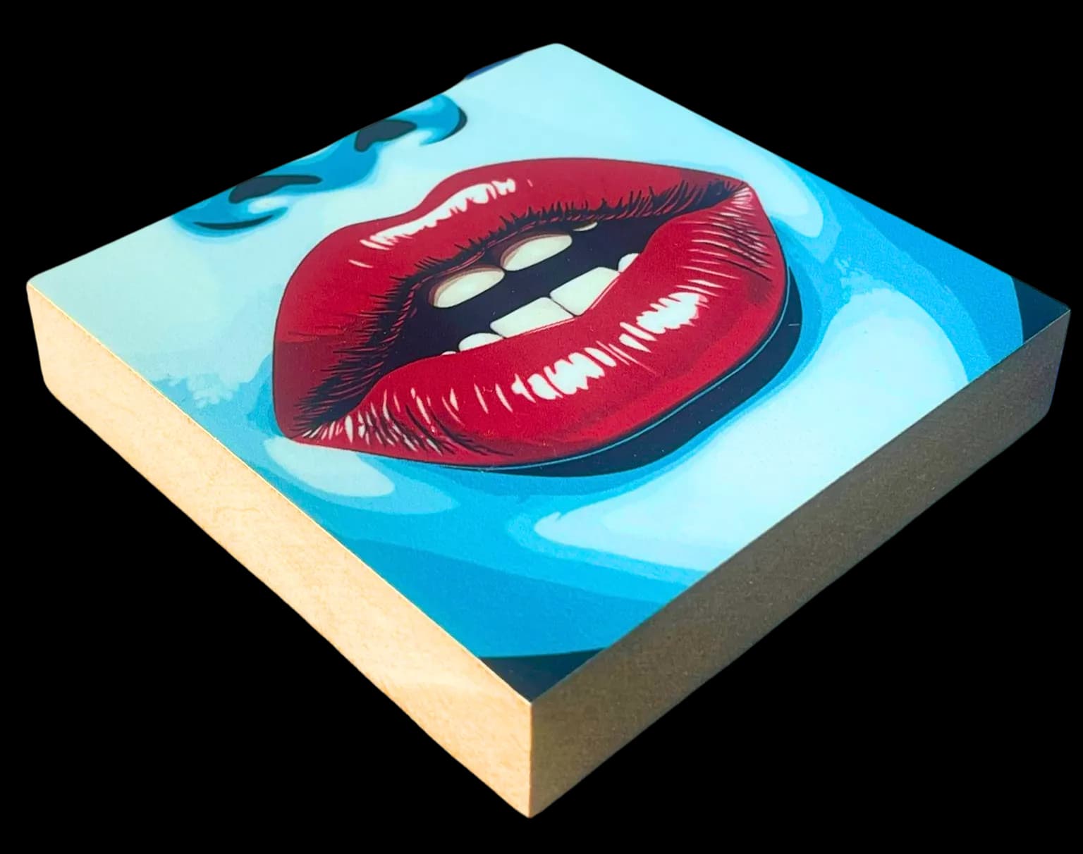 Pop Art Holzbild "Lips"