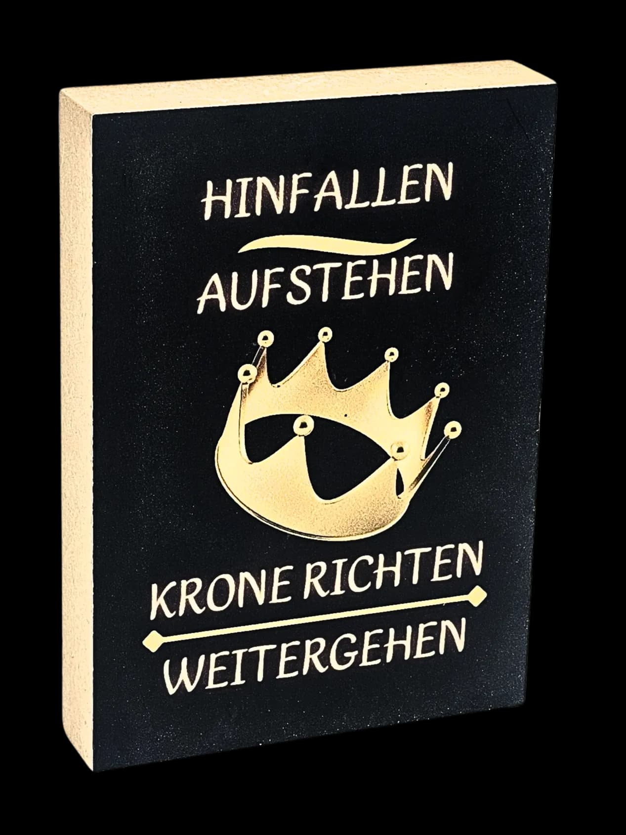 Lustig Holzbild "Hinfallen, aufstehen,..."