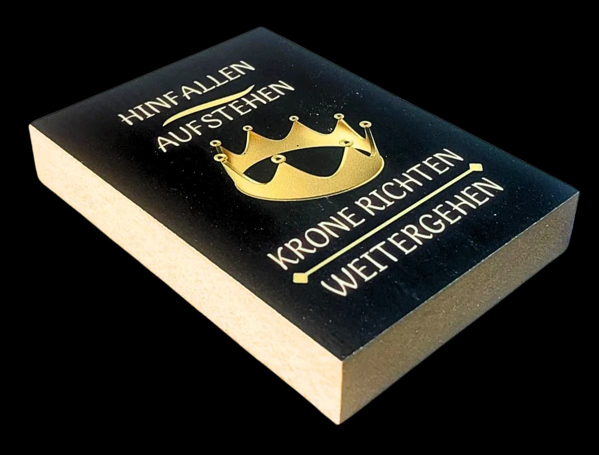 Lustig Holzbild "Hinfallen, aufstehen,..."