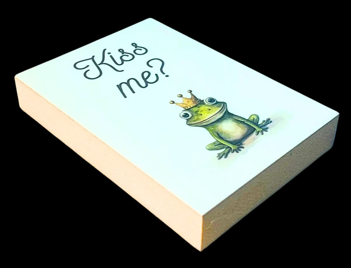 Lustig Holzbild "Kiss me?"