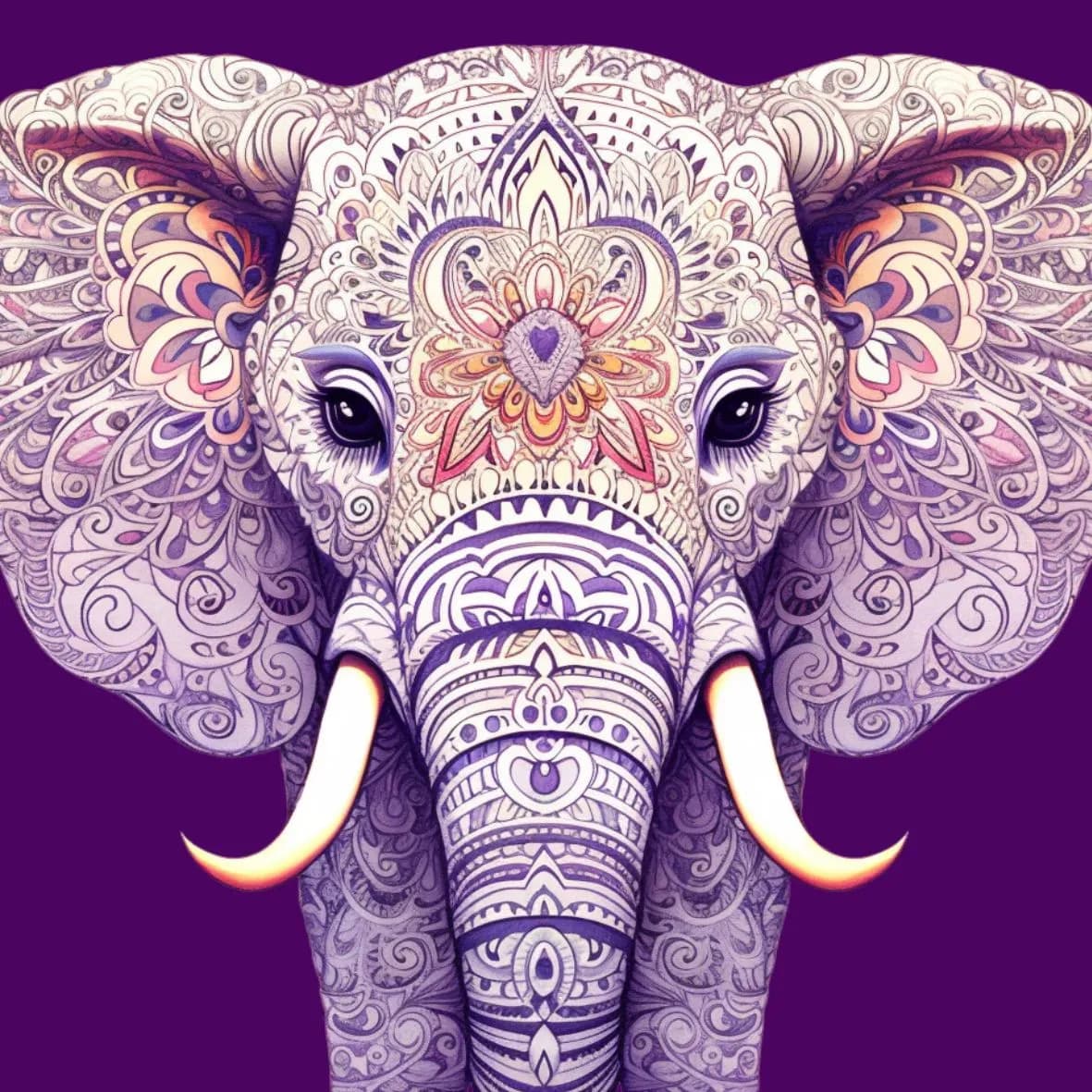 Mandala Holzbild Elefant