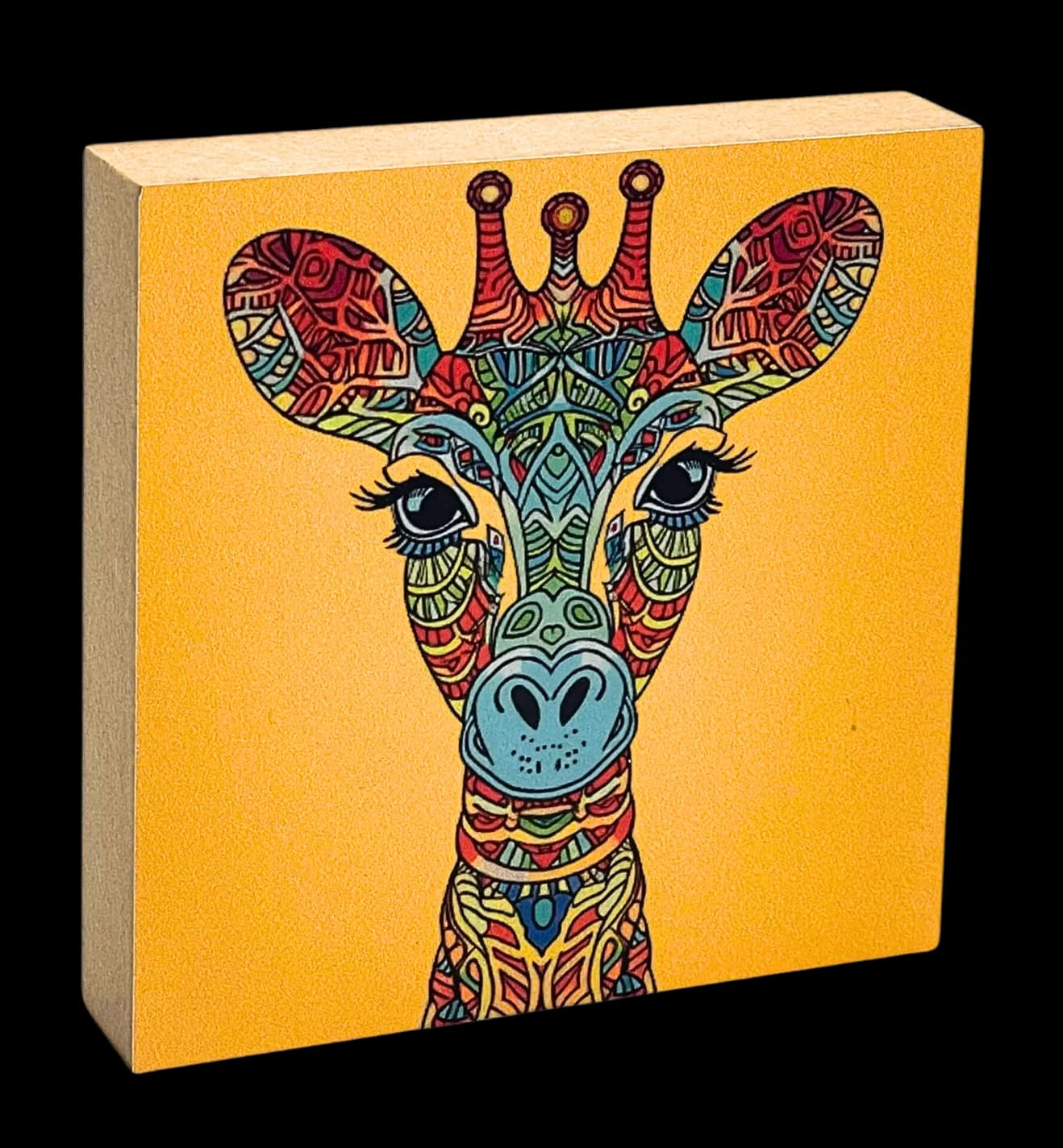 Mandala Holzbild Giraffe