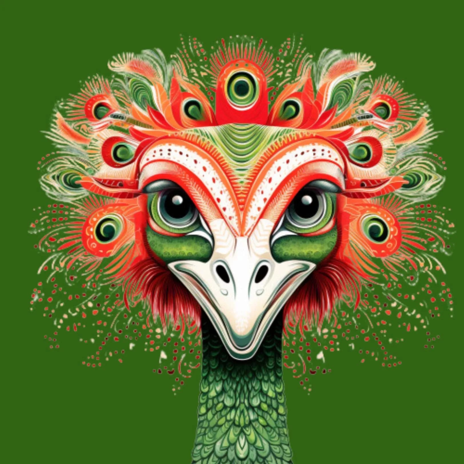 Mandala Holzbild Vogel Strauß