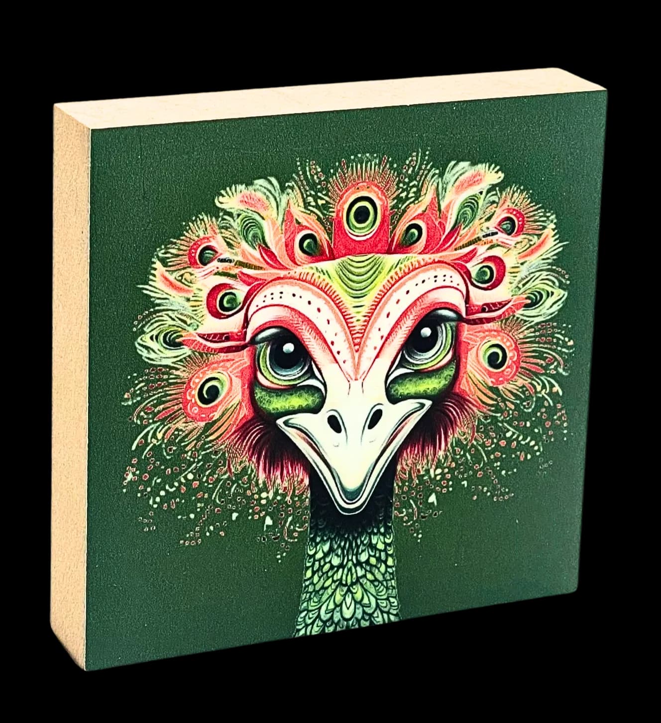 Mandala Holzbild Vogel Strauß