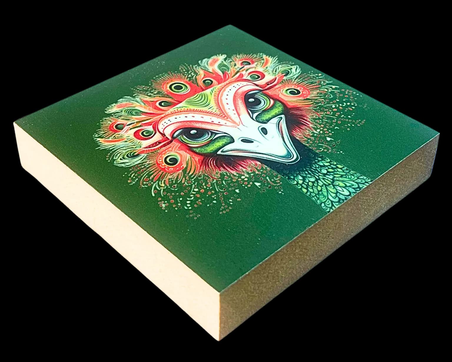 Mandala Holzbild Vogel Strauß