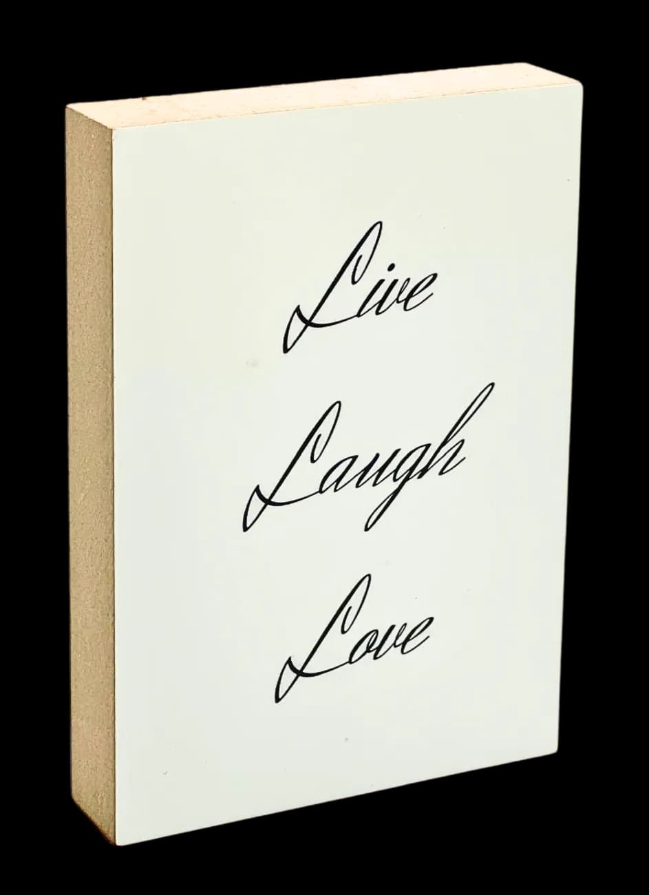 Mental Wellness Holzbild "Live. Laugh. Love"