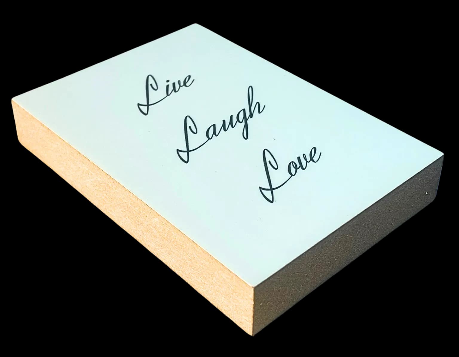 Mental Wellness Holzbild "Live. Laugh. Love"