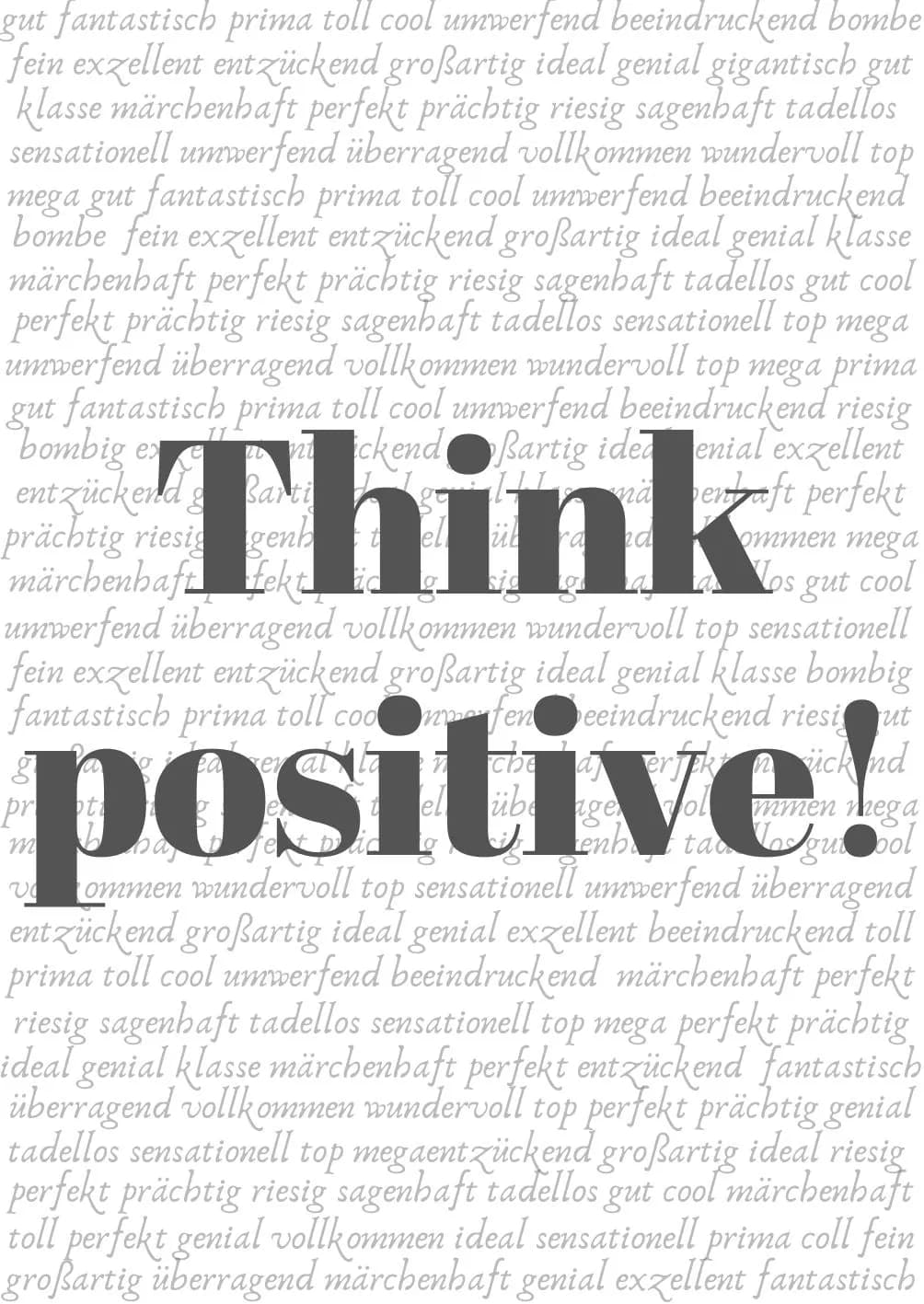 Mental Wellness Holzbild "Think positiv!"