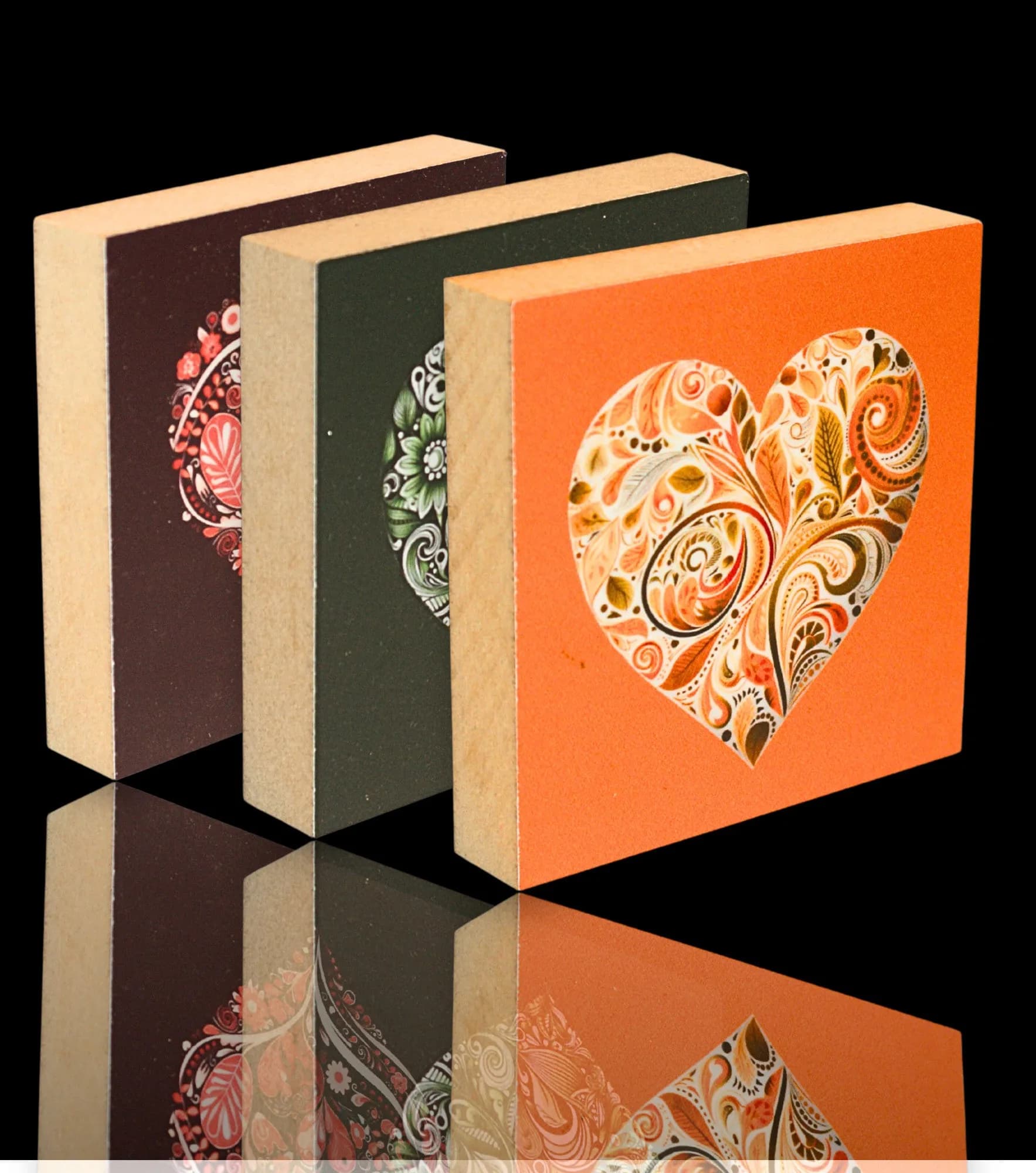 Mit Herz Holzbild Rot