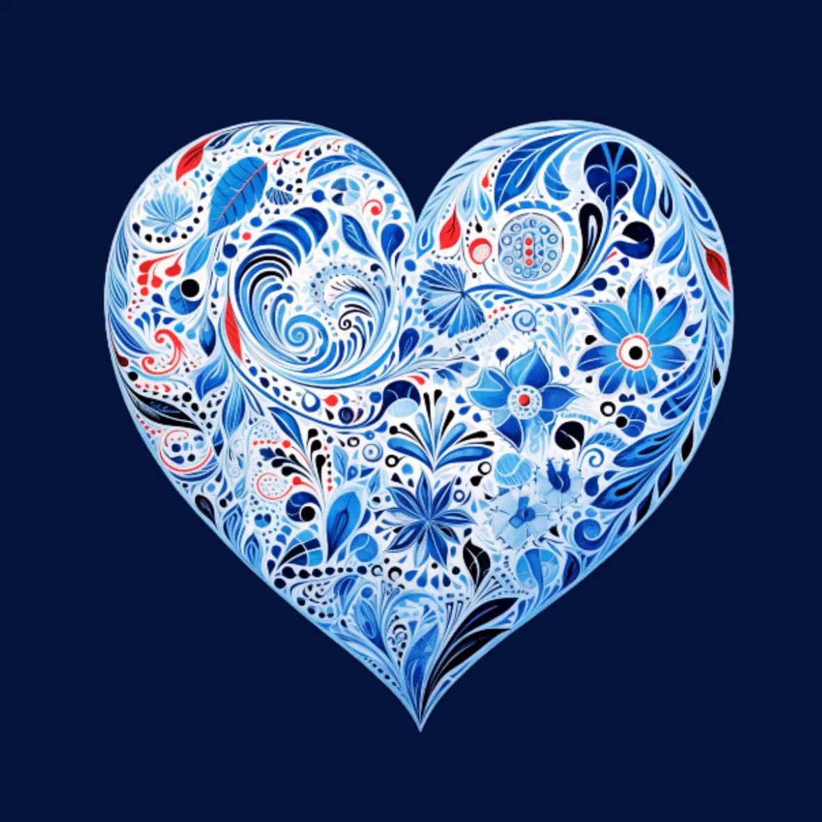 Mit Herz Holzbild Blau