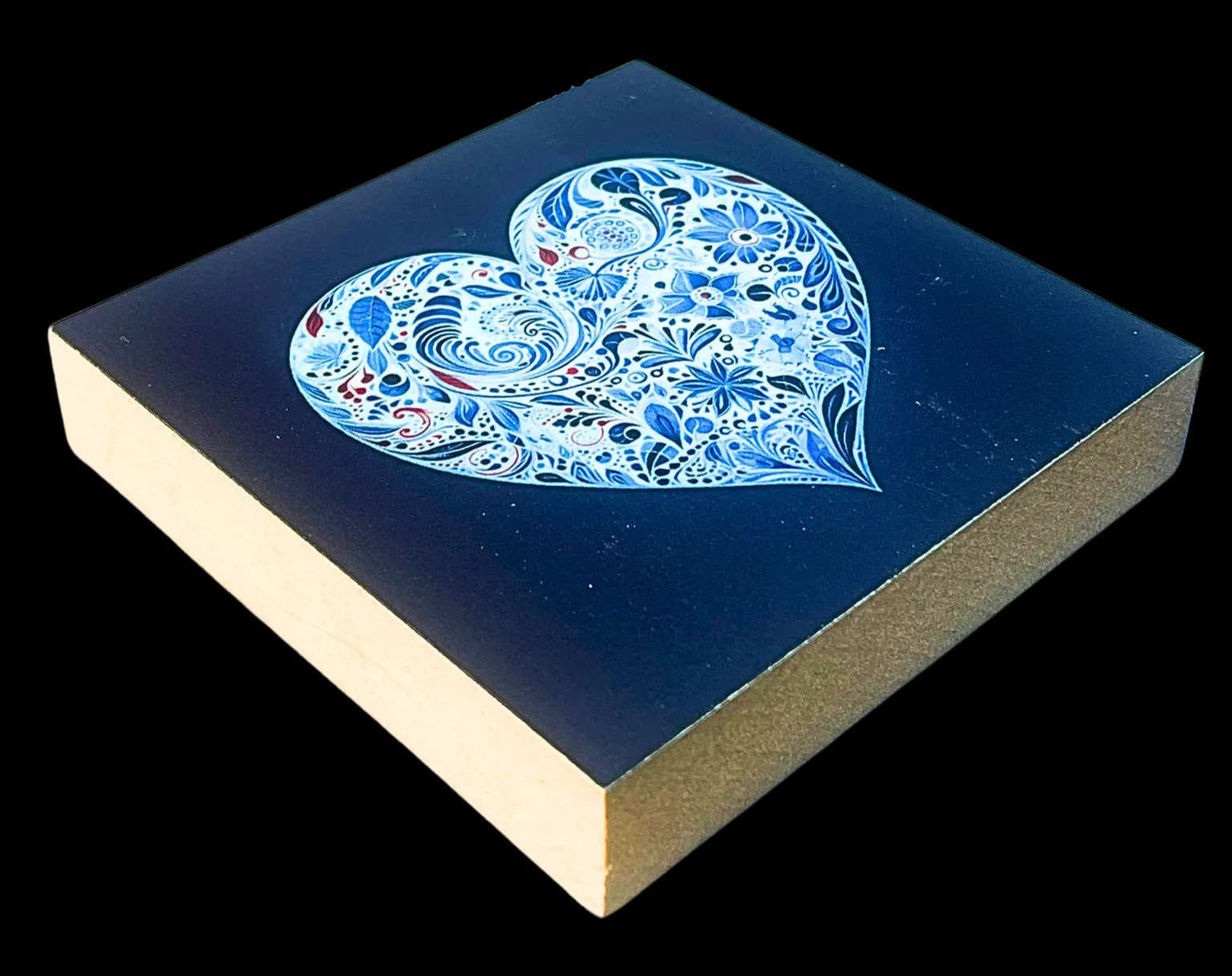 Mit Herz Holzbild Blau