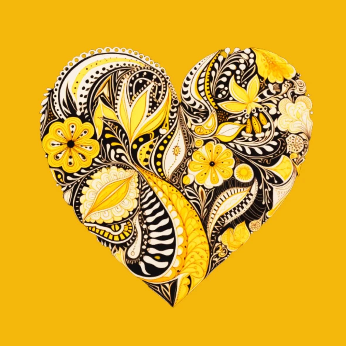 Mit Herz Holzbild Gelb