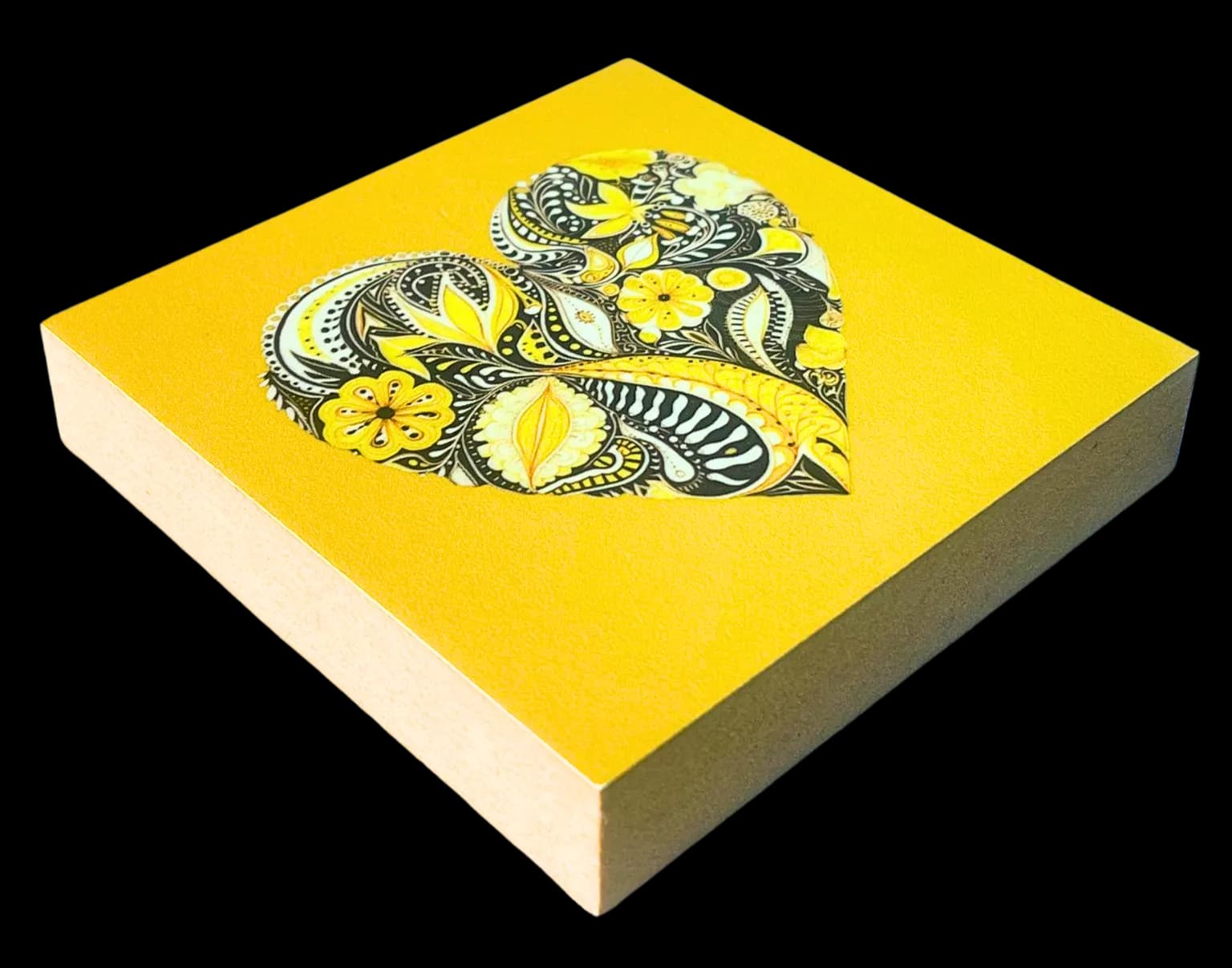 Mit Herz Holzbild Gelb