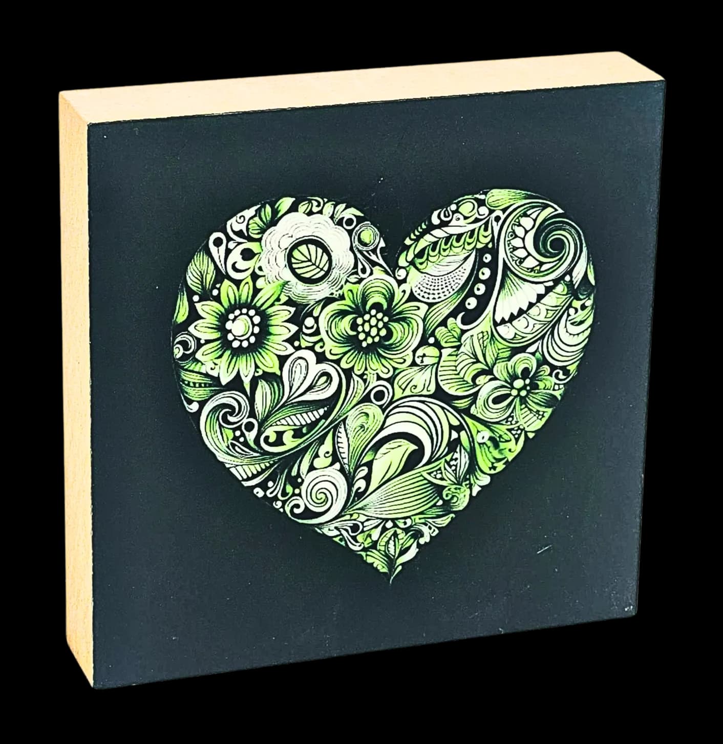 Mit Herz Holzbild Grün