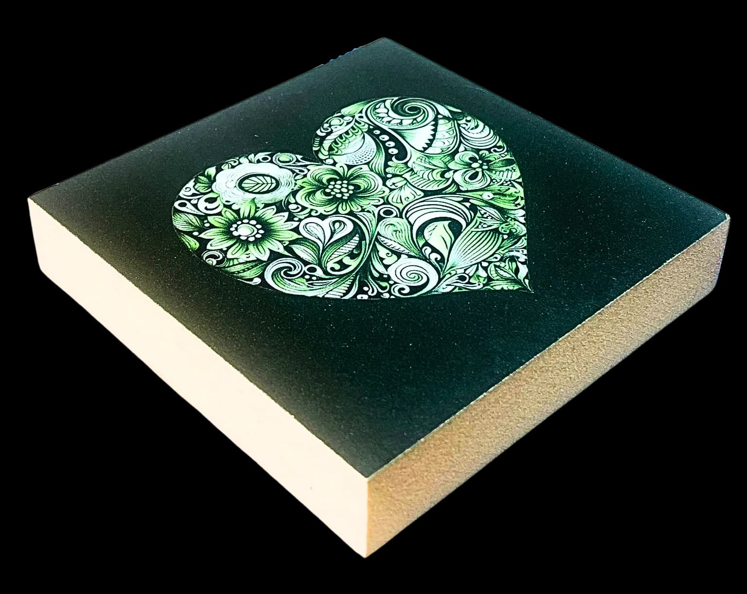 Mit Herz Holzbild Grün