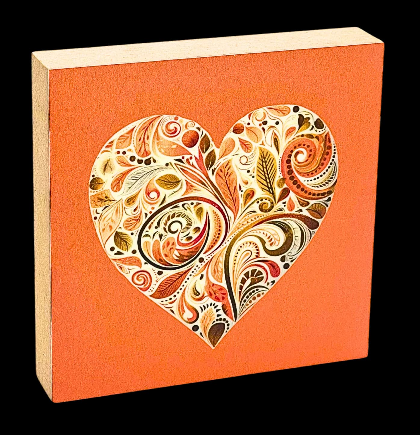 Mit Herz Holzbild Orange