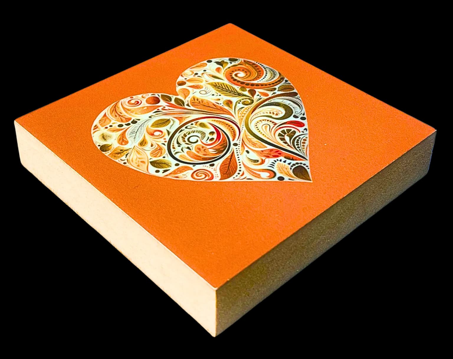 Mit Herz Holzbild Orange