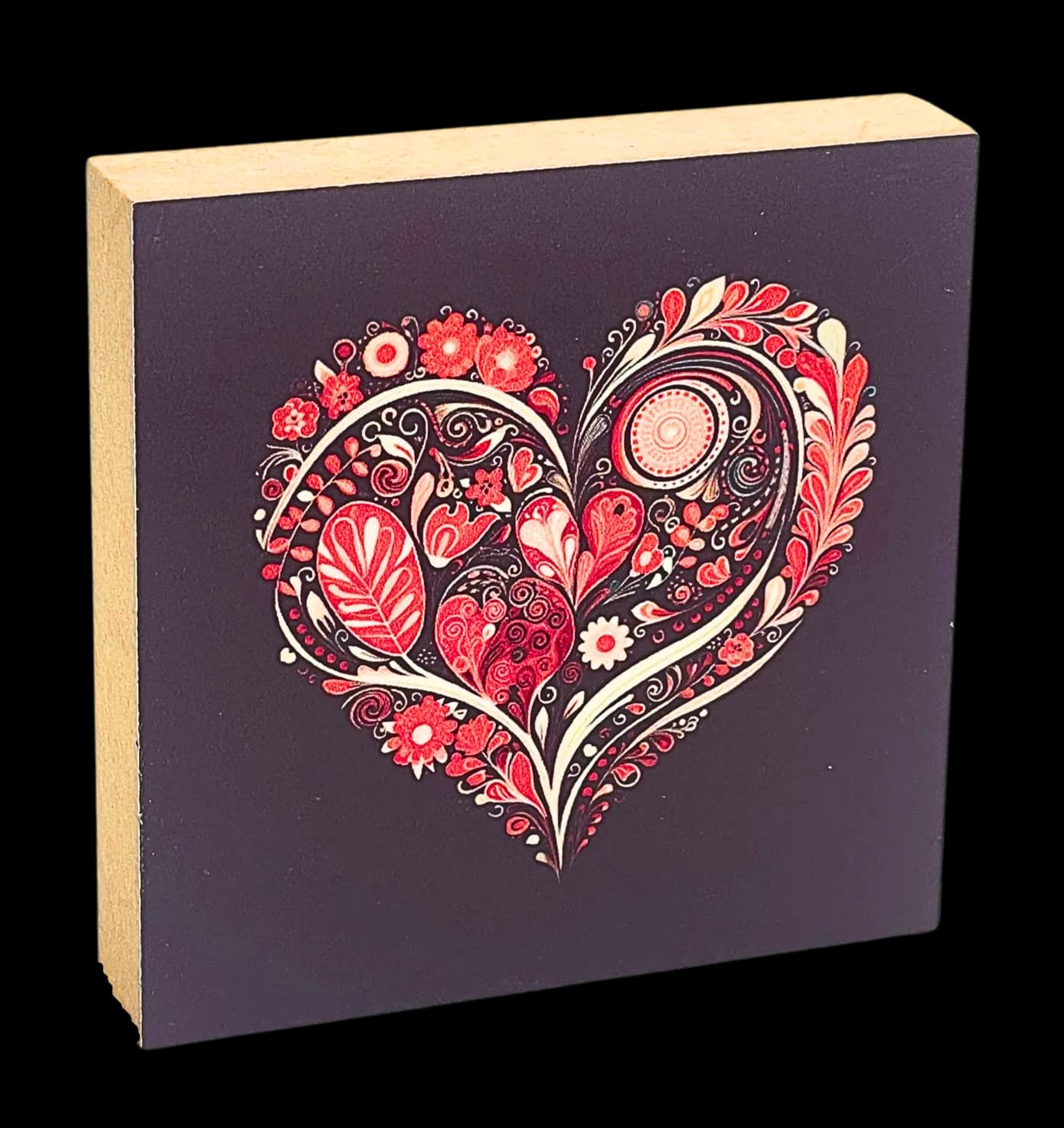 Mit Herz Holzbild Rot