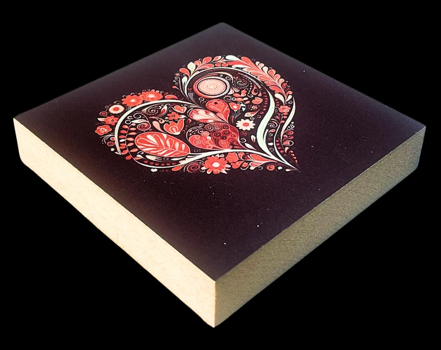 Mit Herz Holzbild Rot