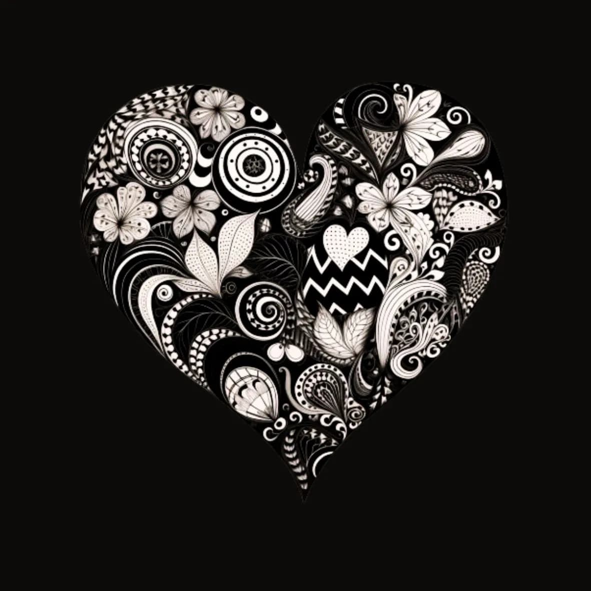 Mit Herz Holzbild Schwarz