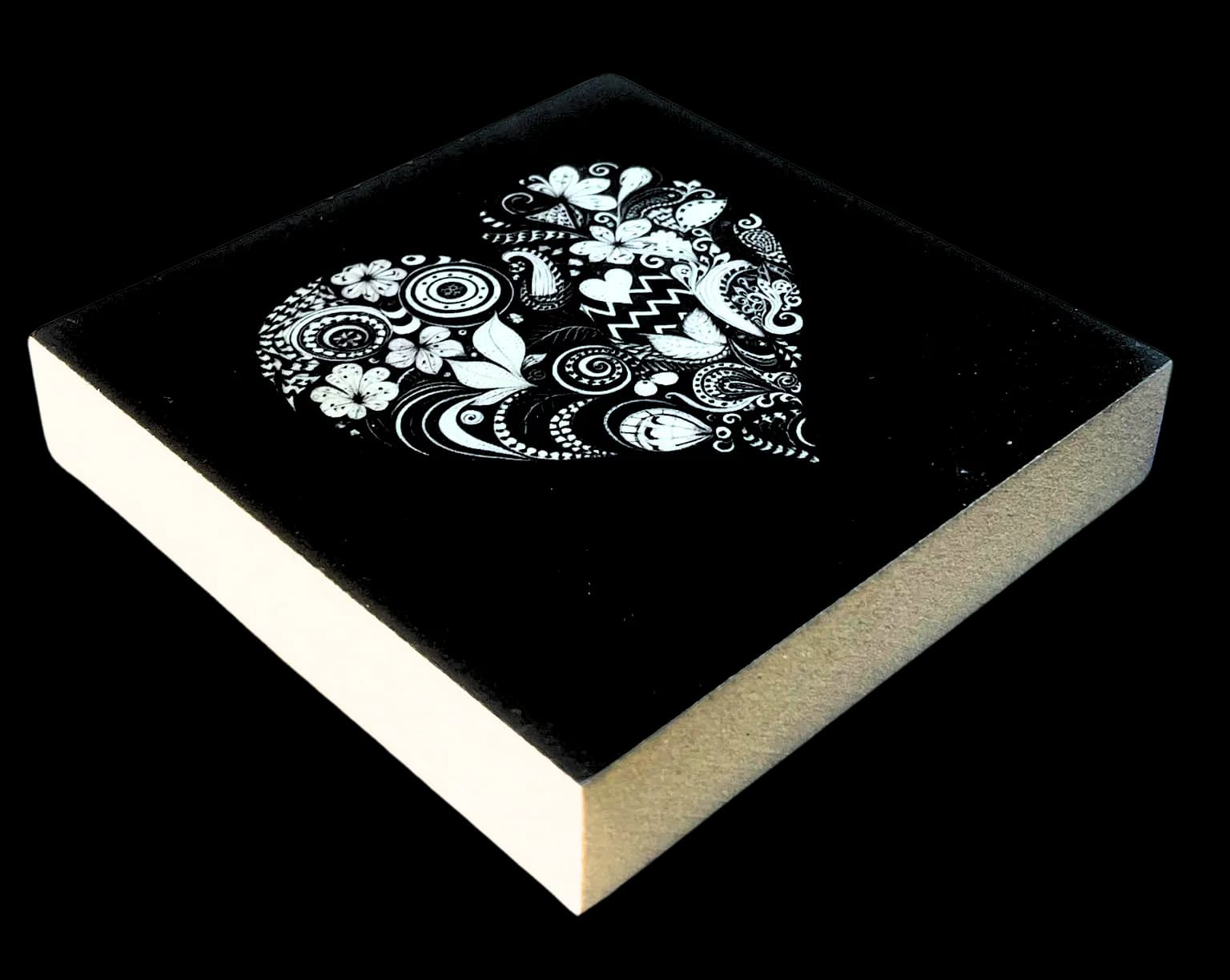 Mit Herz Holzbild Schwarz