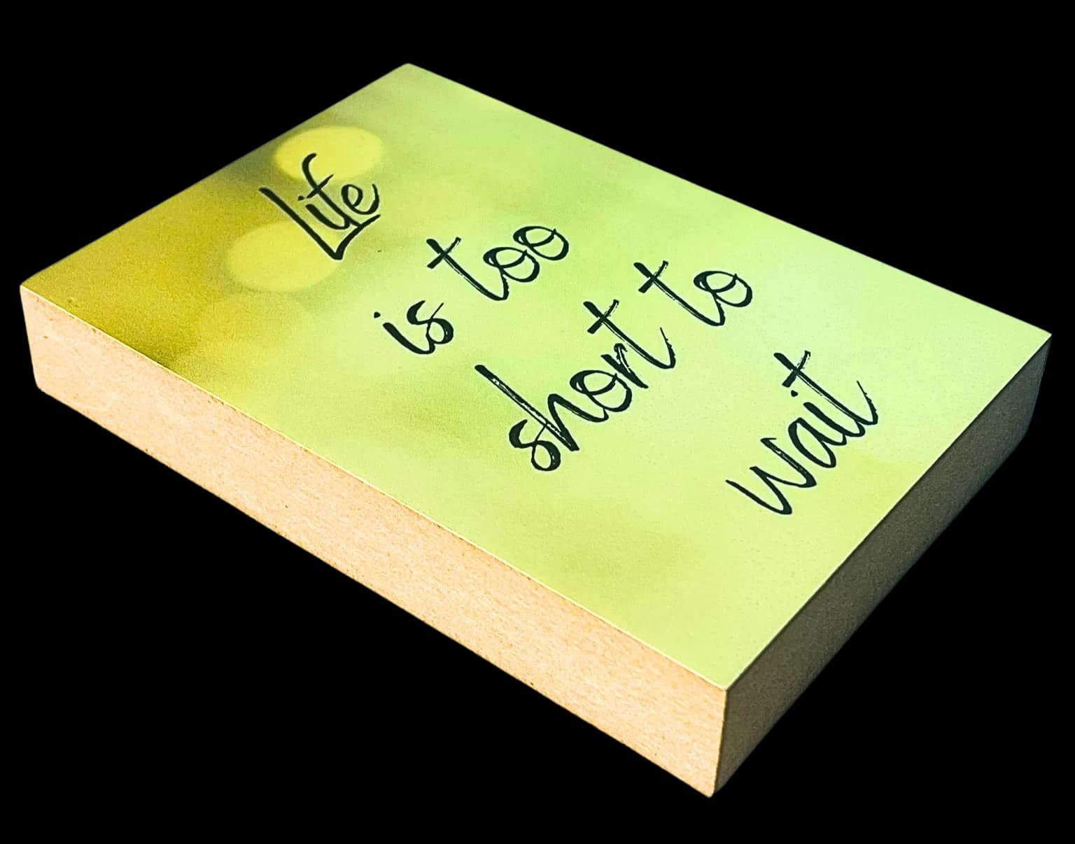 Motivation Holzbild "Life is too..."