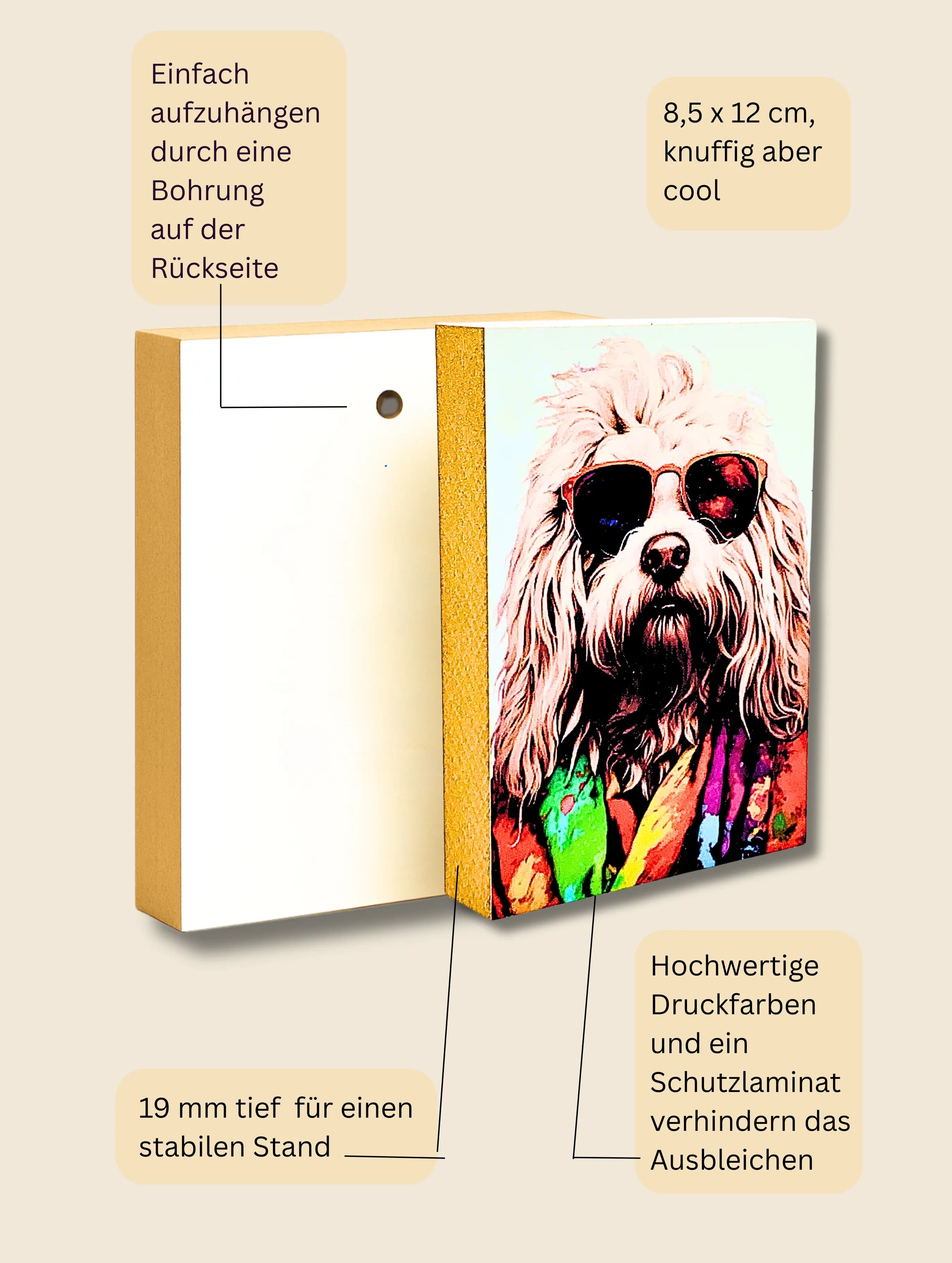 Crazy Dogs Holzbild Benjamin