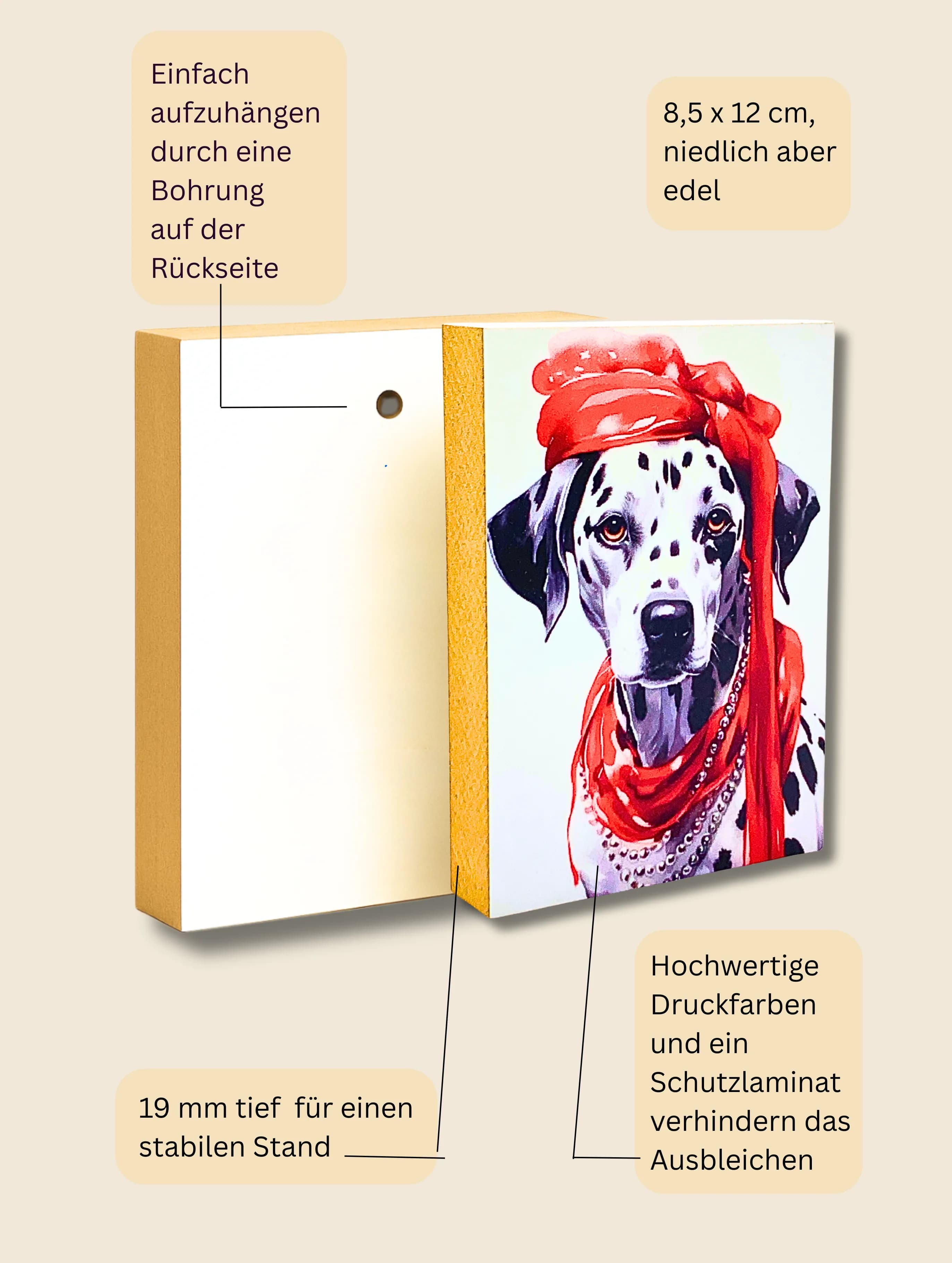 Crazy Dogs Holzbild Clothilde