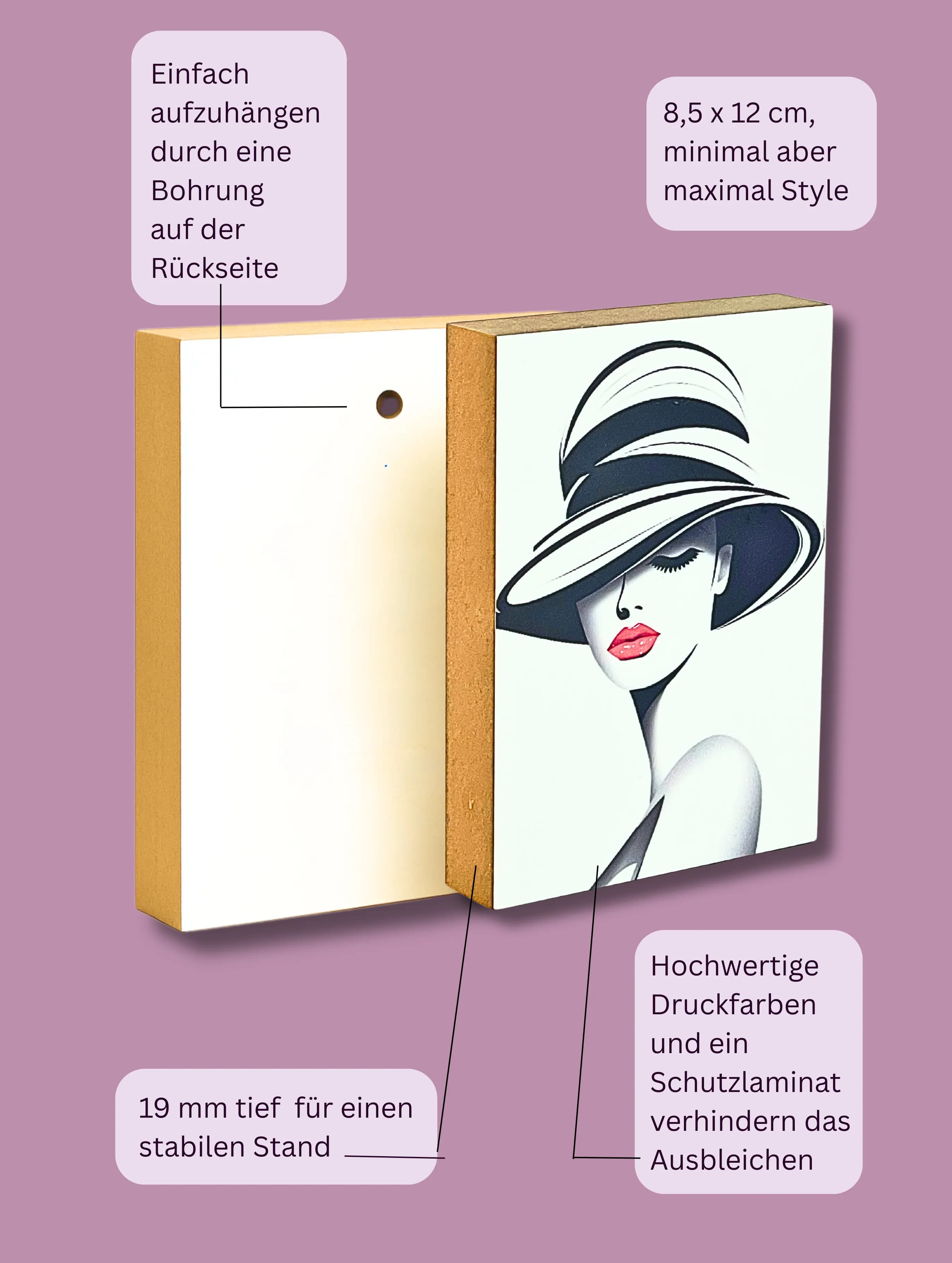 Mit Hut Holzbild No. 1