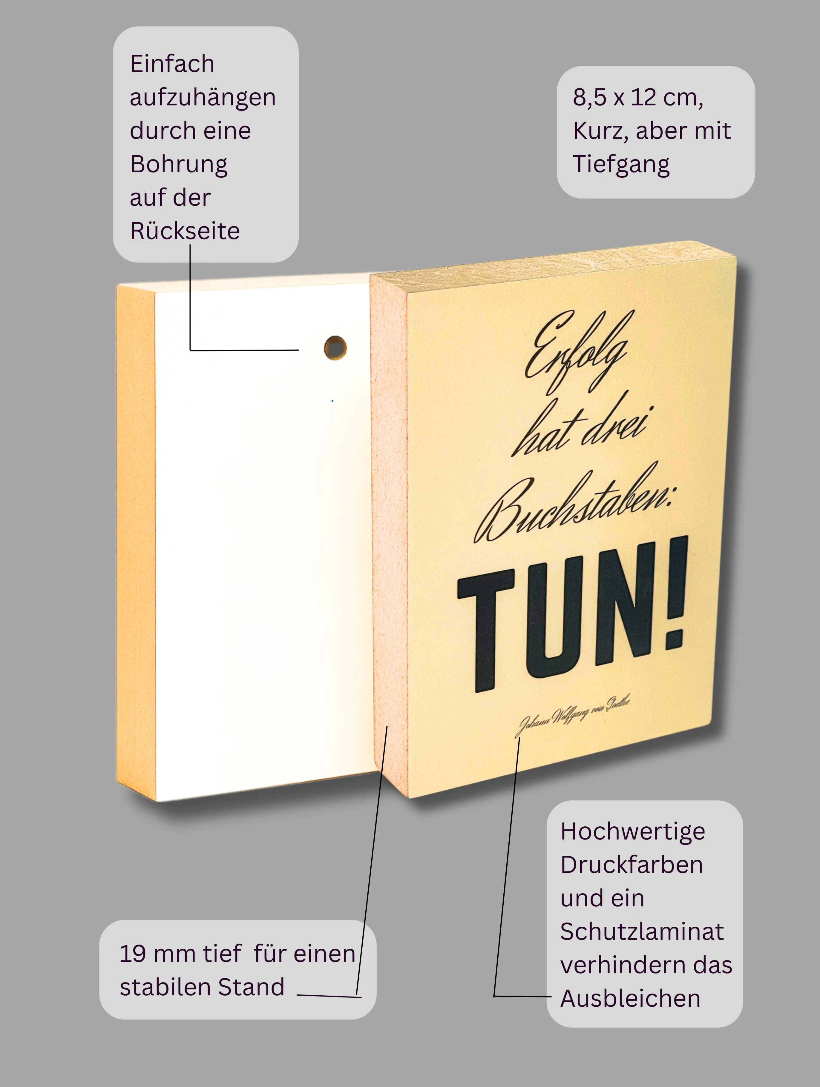 Motivation Holzbild "Erfolg hat drei..."