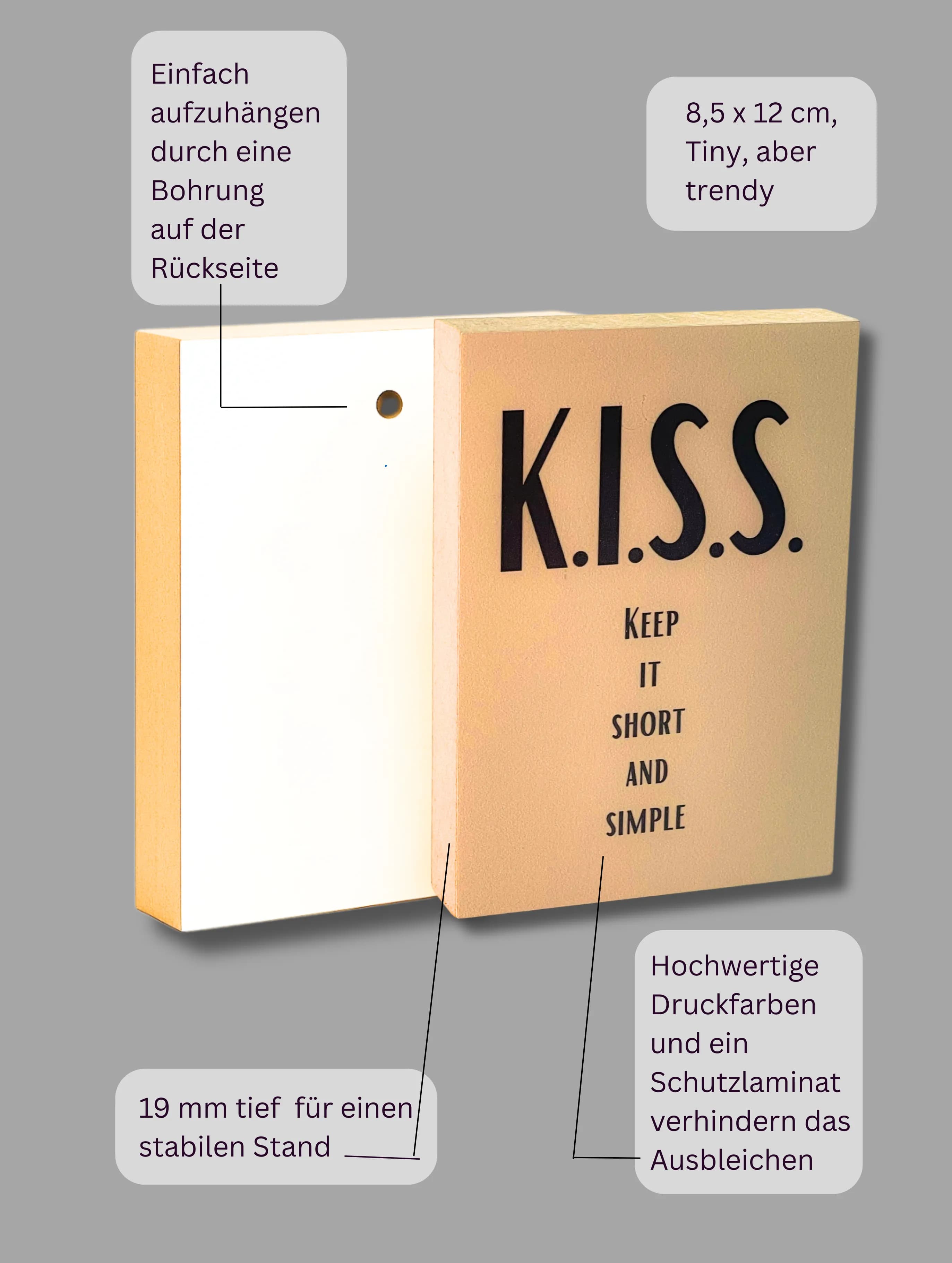 Motivation Holzbild "Keep it short..."