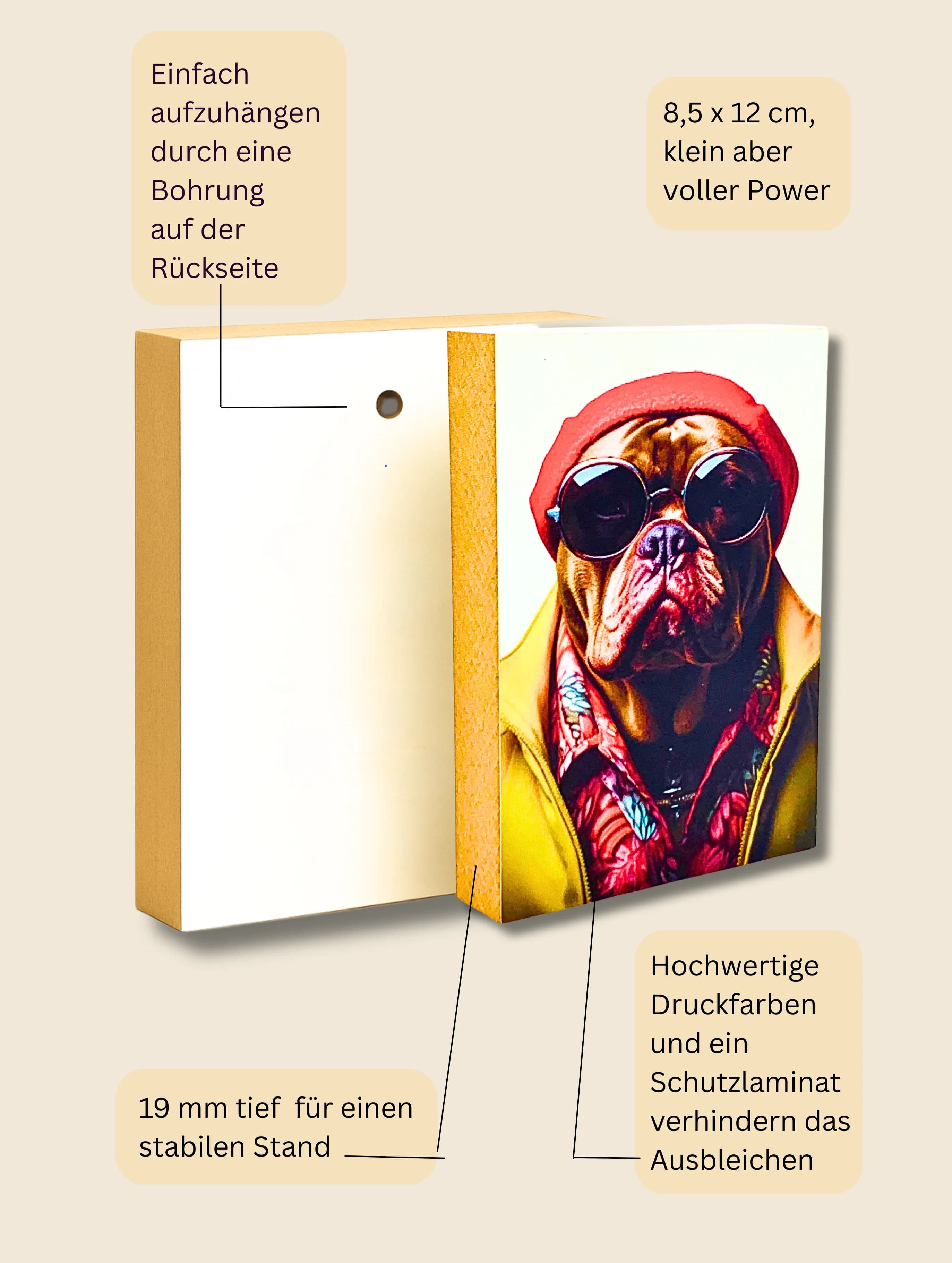 Crazy Dogs Holzbild Willi