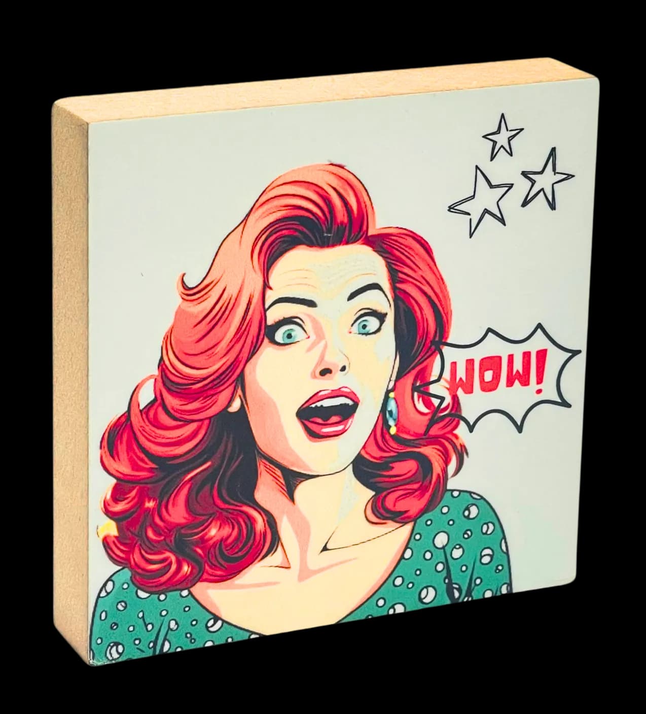 Pop Art Holzbild "Wow!"
