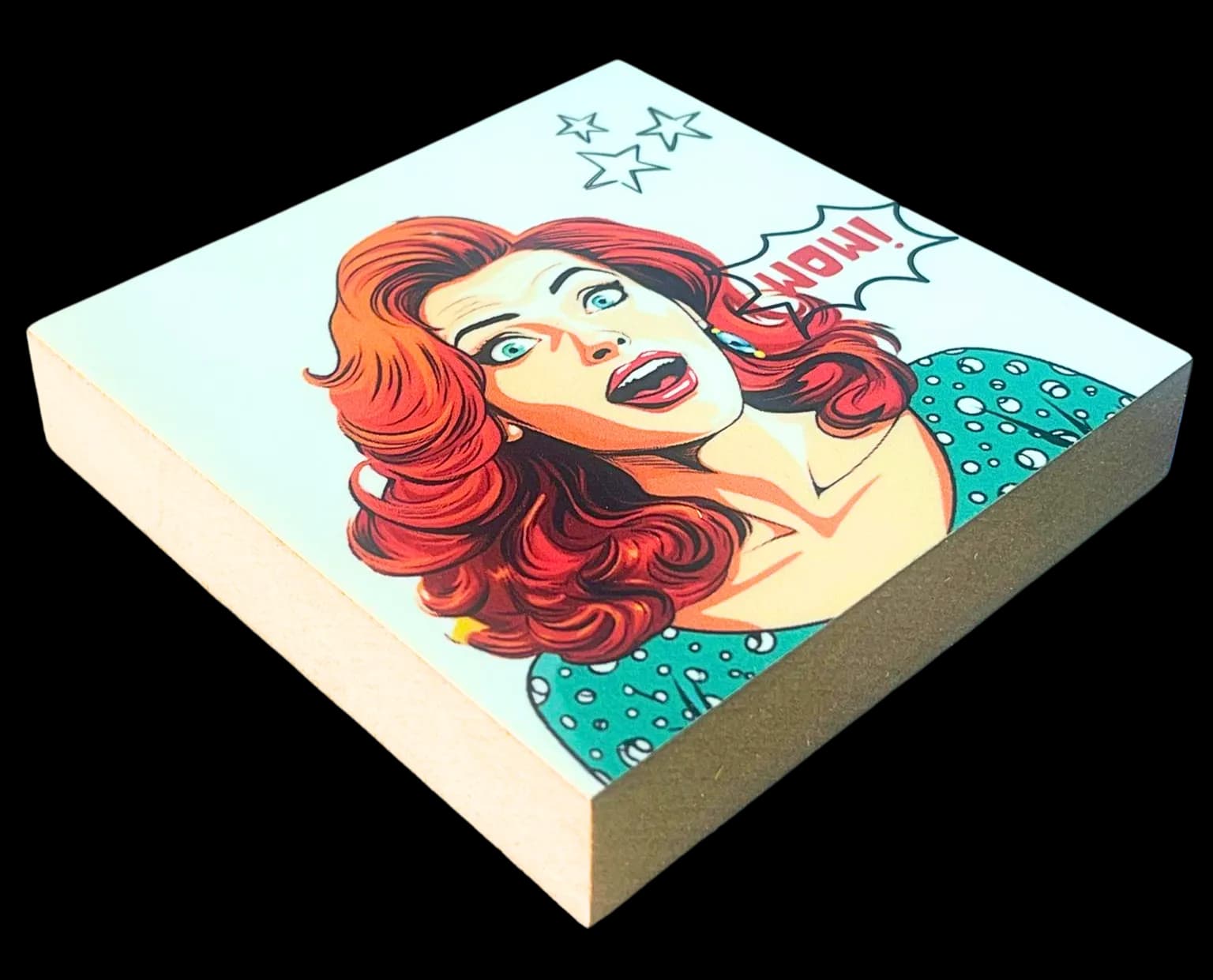 Pop Art Holzbild "Wow!"