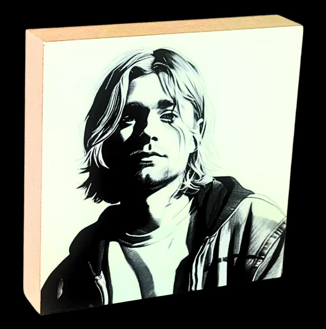 Famous Dead Singers Holzbild Kurt Cobain