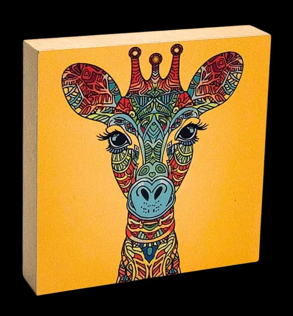Mandala Holzbild Giraffe